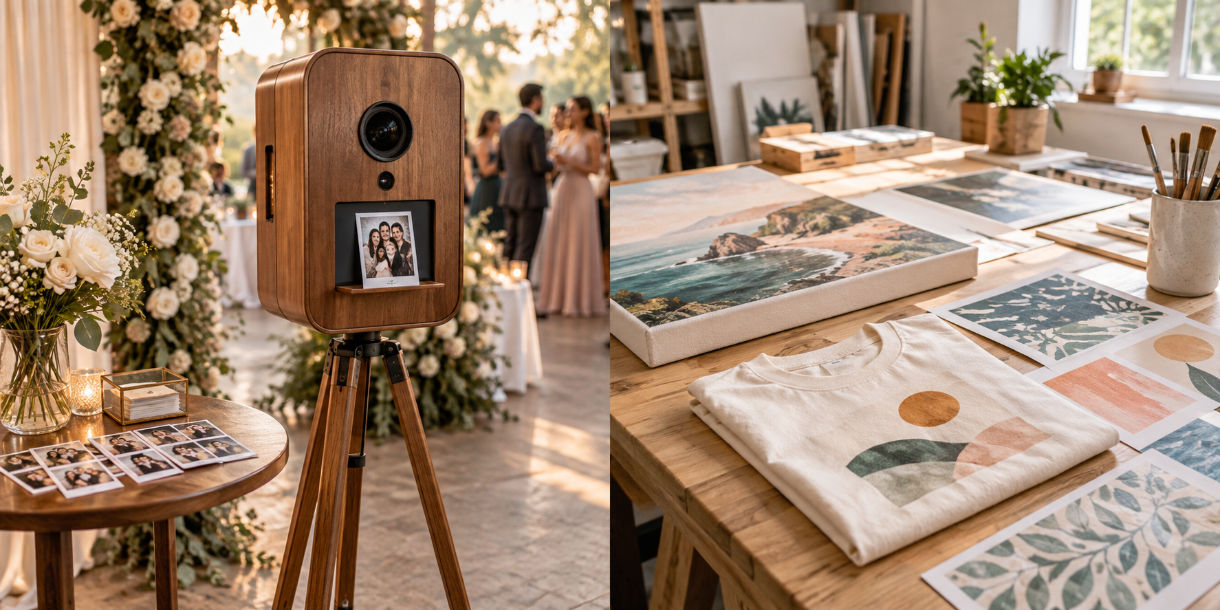Ilustrație fotografică: cabină foto retro într-un decor de eveniment